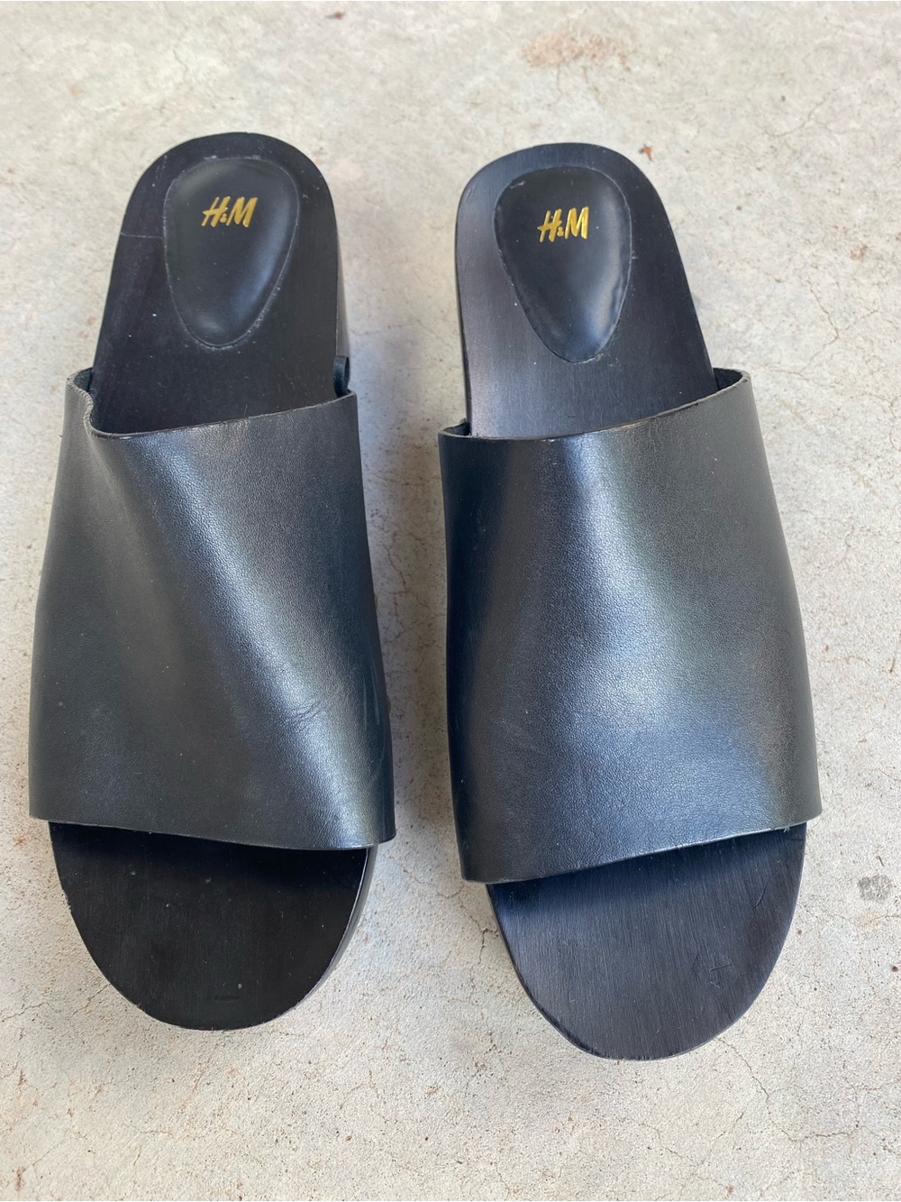 H&M Black Leather western mule clogs size 9 - Picture 2 of 8